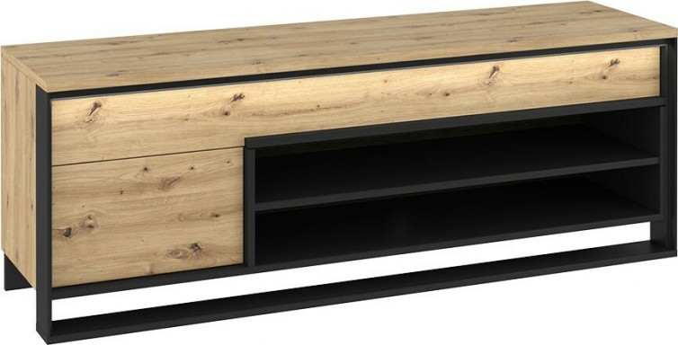 Tv bord i sort og tr&aelig; farver i loft stil