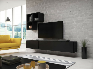 tv møbler med tv bord og hylder i sort