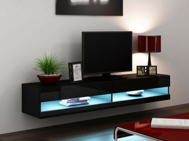 Tv bord i sort højglans med led lys Tv bord i sort højglans med led lys