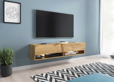 væghængt tv bord i træ look med belysning væghængt tv bord i træ look med belysning