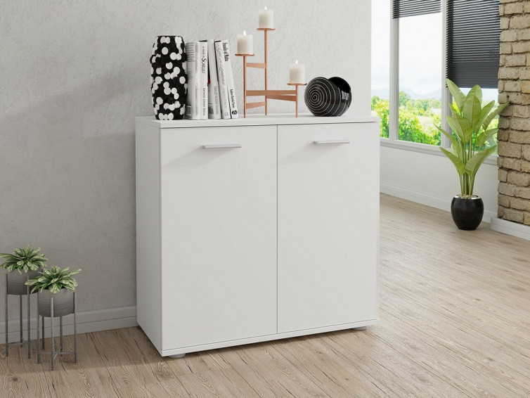 Simpel hvid kommode 71 cm bredt med 2 låger