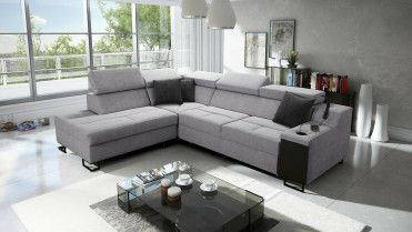 Stor Hj&oslash;rnesofa Alicante VII med opbevaring med USB og lampe