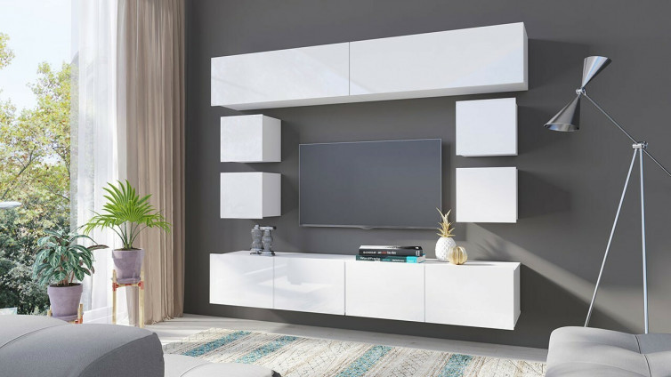 tv møbler i minimalistisk look i hvid højglans