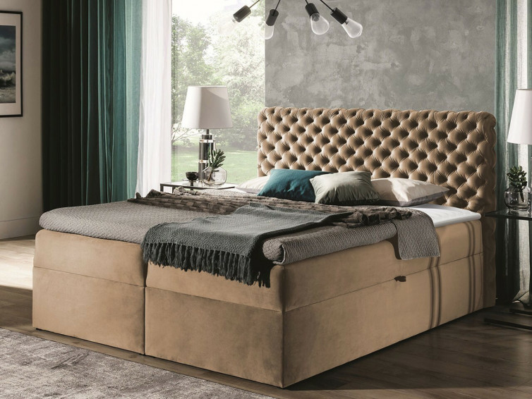 CHESTERFIELD Kontinentalseng i beige velour
