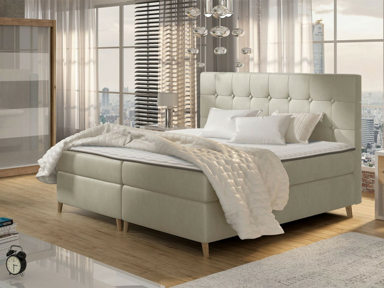 AVANTI Dobbeltseng i beige quiltet stof