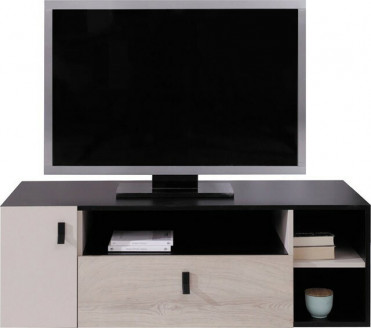 tv bord i sort og træ farve til børneværelse