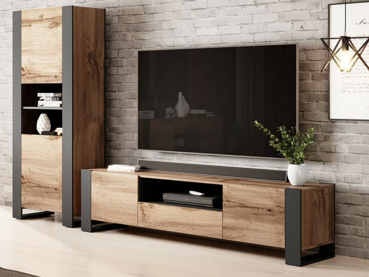 WOOD II TV bord med tilhørende reol
