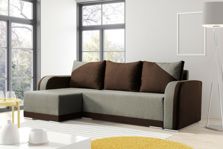ARIZONA Chaiselong sofa i brun og grå