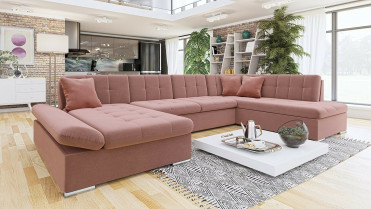 venstrevendt FANTINO U-Sofa i sart lyserød