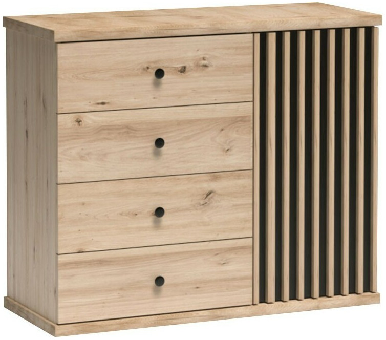 Kommode i træ farve 102 cm bredt med lameller