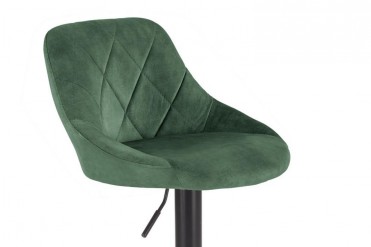 regulerbar TOLSEN mørkegrøn barstol i velour med dekorative sygninger regulerbar TOLSEN mørkegrøn barstol i velour med dekorative sygninger