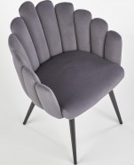 CROWN grå lænestol i velour med ben i sortmalet stål CROWN grå lænestol i velour med ben i sortmalet stål