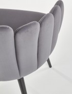 CROWN grå stol i velour med ben i sortmalet stål CROWN grå stol i velour med ben i sortmalet stål
