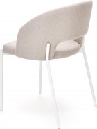 beige COLLIN stol polstret med vævet stof med ben i hvidt pulverlakeret stål beige COLLIN stol polstret med vævet stof med ben i hvidt pulverlakeret stål