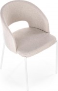 COLLIN stol i beige vævet stof med ben i hvidt pulverlakeret stål COLLIN stol i beige vævet stof med ben i hvidt pulverlakeret stål