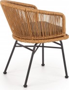 ANNE rattan stol med armlæn og ben i sort pulverlakeret stål samt grå pude ANNE rattan stol med armlæn og ben i sort pulverlakeret stål samt grå pude
