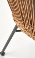ANNE rattan stol med ben i sort pulverlakeret stål og grå pude ANNE rattan stol med ben i sort pulverlakeret stål og grå pude