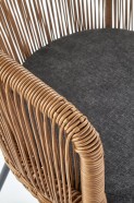 ANNE Spisebordsstol med armlæn i rattan og grå pude ANNE Spisebordsstol med armlæn i rattan og grå pude