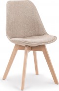 TERJE Spisebordsstol i beige farve med ben i massivt tr&aelig;