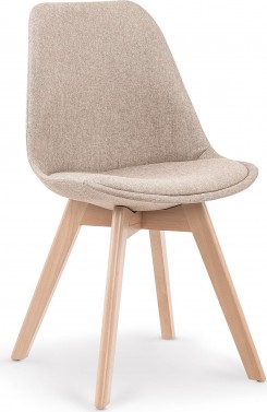 TERJE Spisebordsstol i beige farve med ben i massivt træ