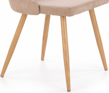 RACHEL Spisebordsstol polstret i beige med ben i stål malet i naturligt træ farve RACHEL Spisebordsstol polstret i beige med ben i stål malet i naturligt træ farve