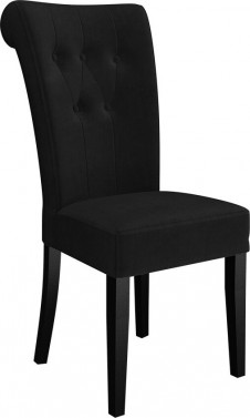 ELLEN II quiltet stol i sort velour med ben i sort