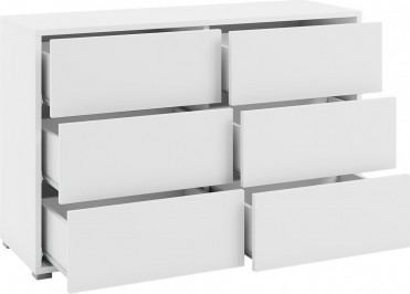 hvid kommode med 6 skuffer detaljebillede