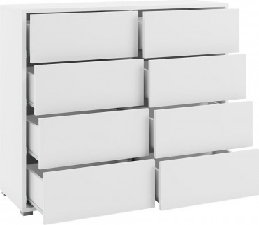 hvid kommode med 8 skuffer detaljebillede hvid kommode med 8 skuffer detaljebillede
