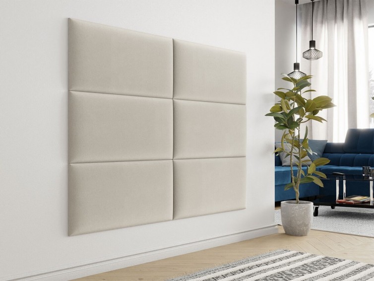 polstret hovedgærde samt vægpanel 84x42 i ecru beige farve