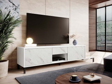 MARMO TV Bord i hvid og hvid marmor