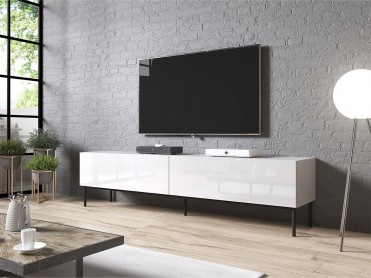 SLIDE TV Bord med sorte ben i hvid og hvid glans