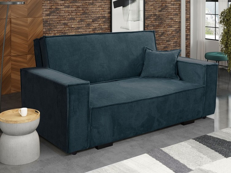 VIVA STAR Sovesofa i mørkeblå riflet fløjl