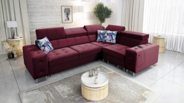 højrevendt HILTON Hjørnesofa i kirsebær velour