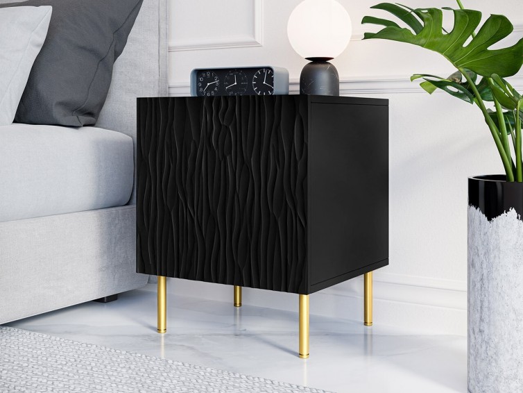 JUNGLE Sengebord i sort med gyldne ben
