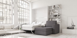 Invento vægseng 160 Lodret med chaiselongsofa og LED