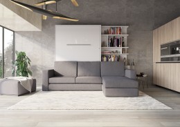 Invento vægseng 140 Lodret med chaiselongsofa og LED