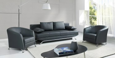 OLIVIO 3 stk. sofasæt i sort PU læder