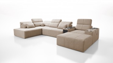 MINDY V U-sofa med flytbar puf