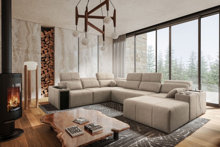 MINDY VIII U-sofa med flytbar puf