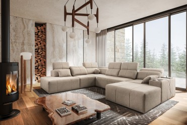 MINDY X U-sofa med flytbar puf