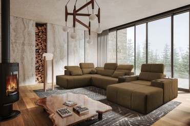 MINDY V U-sofa med flytbar puf