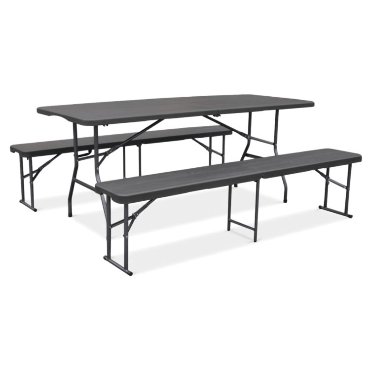 CATERING Sæt Bord 180 cm + 2x Bænk Graphite Wood