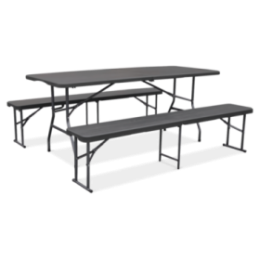 CATERING Sæt Bord 180 cm + 2x Bænk Graphite Wood