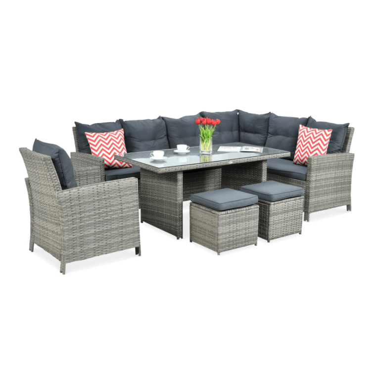 IBIZA Hjørnesofa med Lænestol i polyrattan Grey