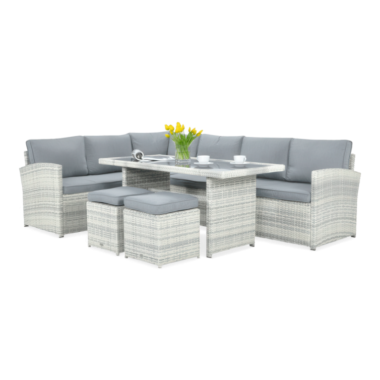 SALO Hjørnesofa med puffer i polyrattan White