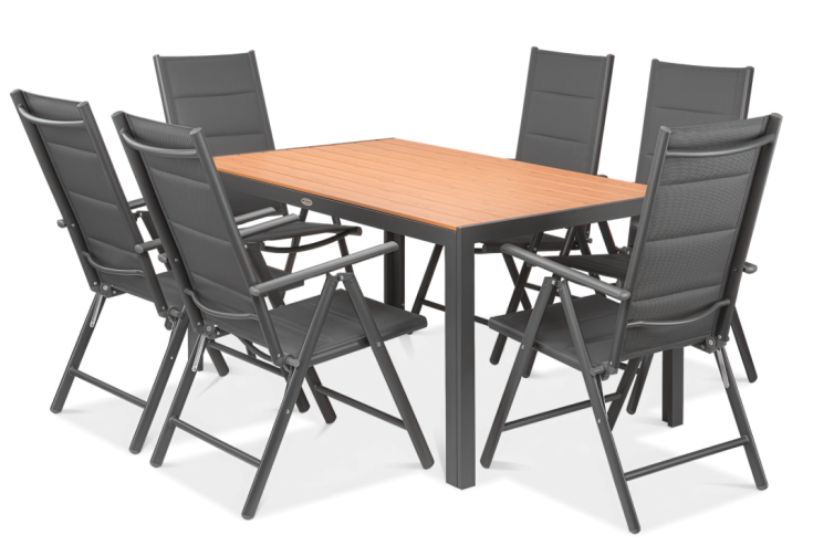 SYDNEY Havemøbelsæt Dark Grey / Teak