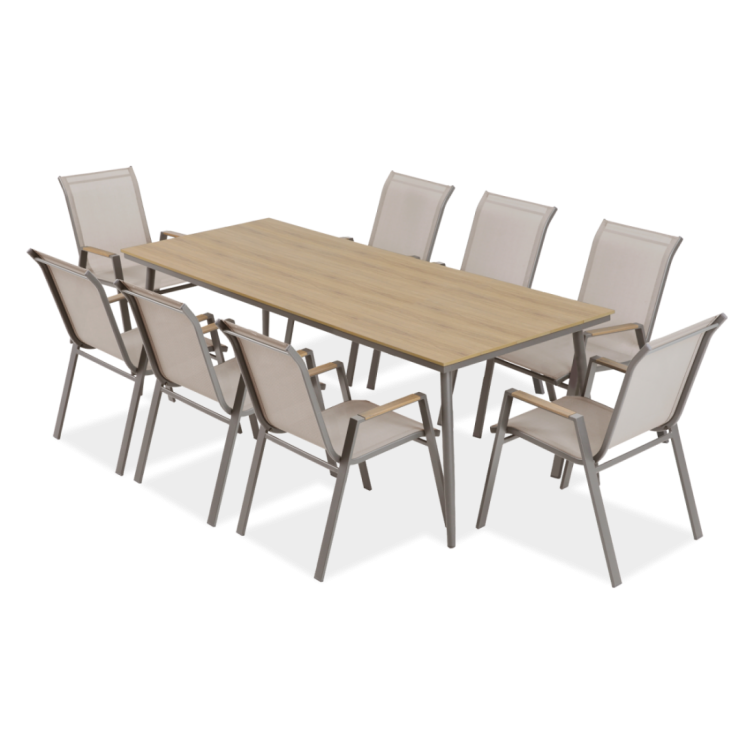 NOVA DINING Udendørs spisebordssæt 8+1 Taupe