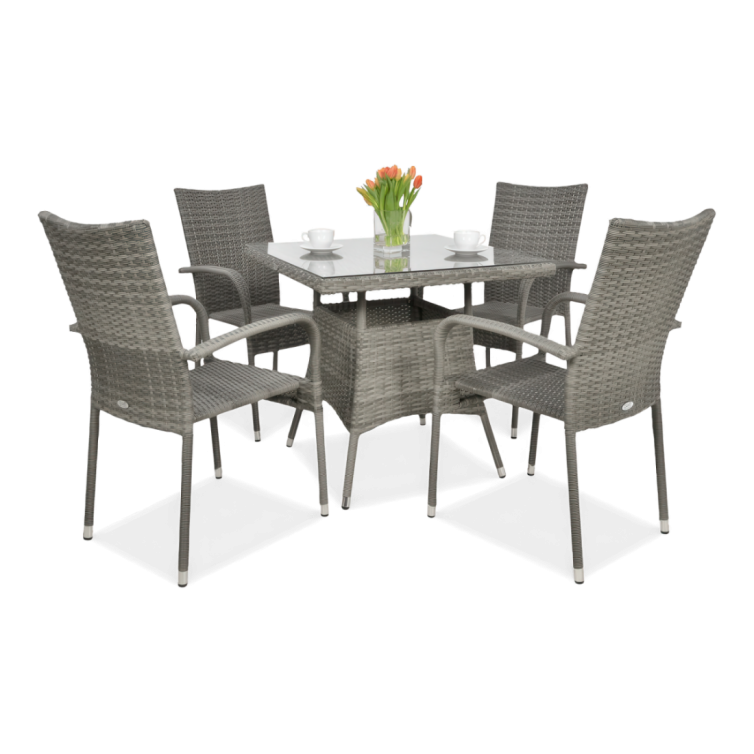 FIESTA/LUGO Havemøbelsæt i polyrattan 4+1 Dolphin Grey
