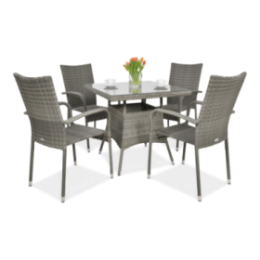 FIESTA/LUGO Havem&oslash;bels&aelig;t i polyrattan 4+1 Dolphin Grey