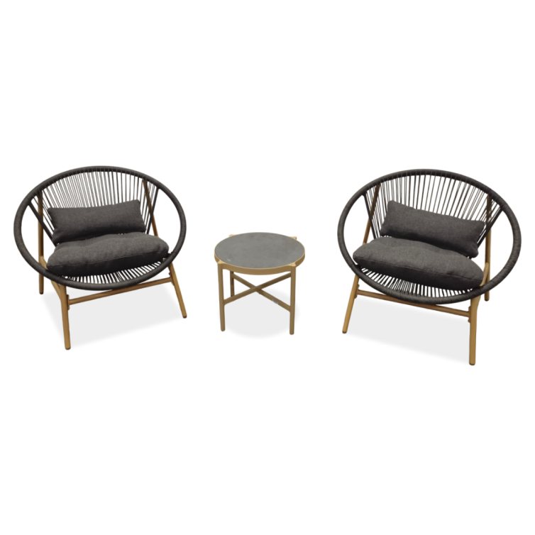 GALLA Havemøbelsæt til terrasse 2+1 Dark Grey